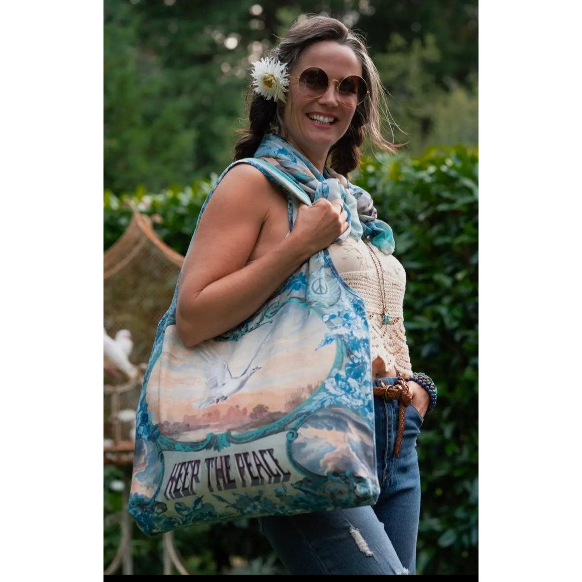 Peace Out Tote Bag-Womens-Eclectic-Boutique-Clothing-for-Women-Online-Hippie-Clothes-Shop
