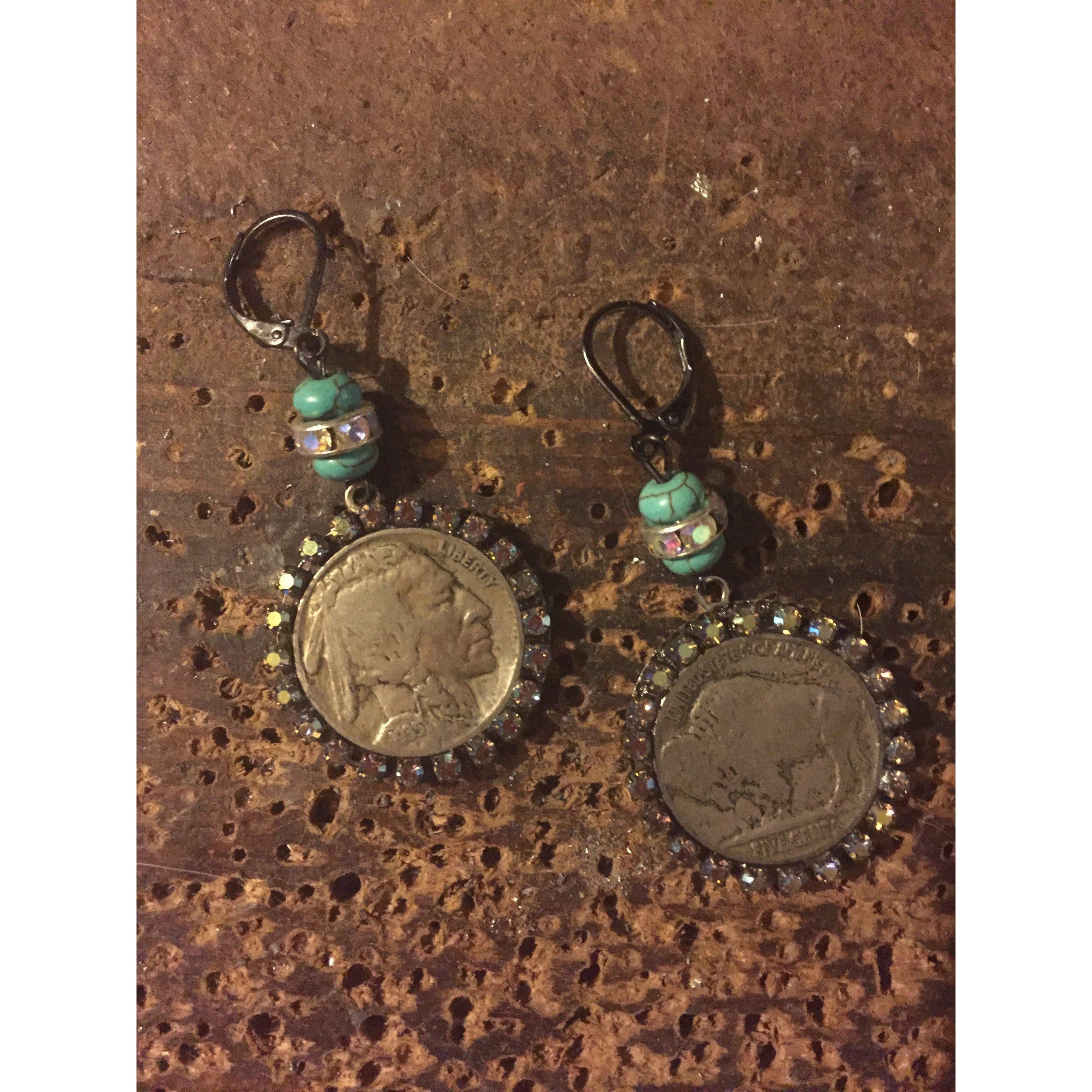 Be the Change Buffalo Head Nickel Earrings-Womens-Eclectic-Boutique-Clothing-for-Women-Online-Hippie-Clothes-Shop