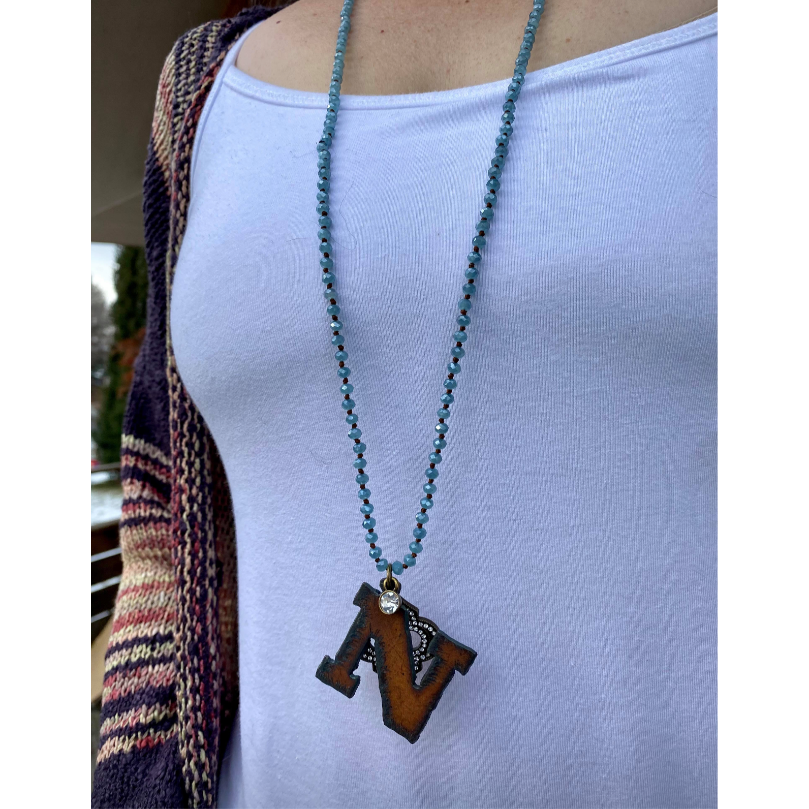 Rustic glamour initial necklace-Womens-Eclectic-Boutique-Clothing-for-Women-Online-Hippie-Clothes-Shop