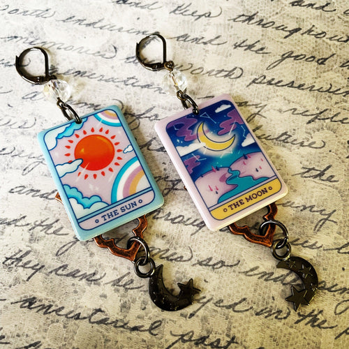 Sun & Moon Tarot Earrings-Womens-Eclectic-Boutique-Clothing-for-Women-Online-Hippie-Clothes-Shop