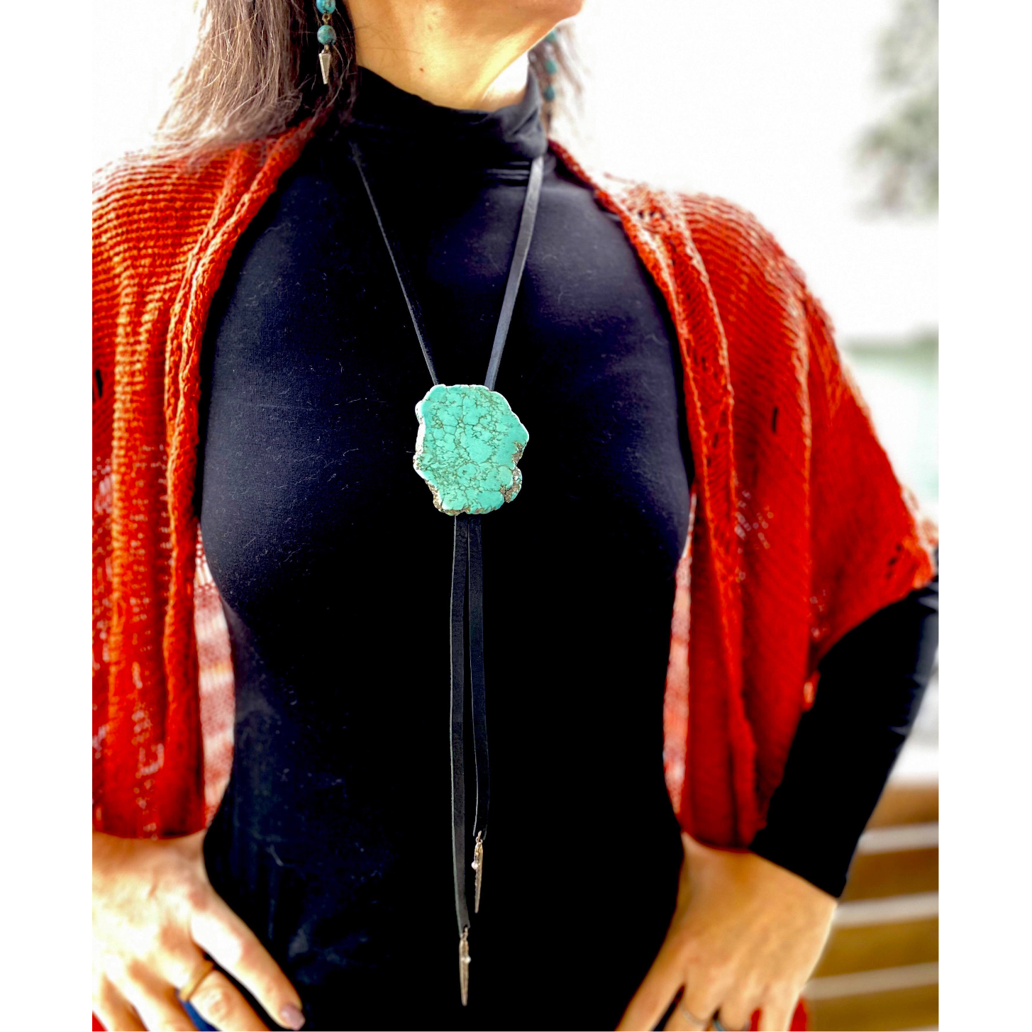 Turquoise slab bolo-Womens-Eclectic-Boutique-Clothing-for-Women-Online-Hippie-Clothes-Shop