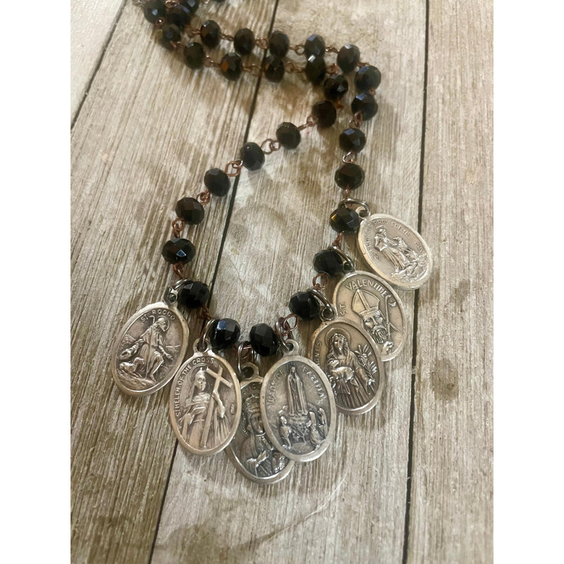 7 Religious Medals Necklace-Womens-Eclectic-Boutique-Clothing-for-Women-Online-Hippie-Clothes-Shop