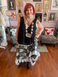 Black Celestial Patchwork Skirt-Womens-Eclectic-Boutique-Clothing-for-Women-Online-Hippie-Clothes-Shop