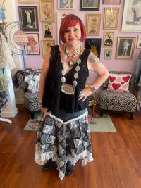 Black Celestial Patchwork Skirt-Womens-Eclectic-Boutique-Clothing-for-Women-Online-Hippie-Clothes-Shop