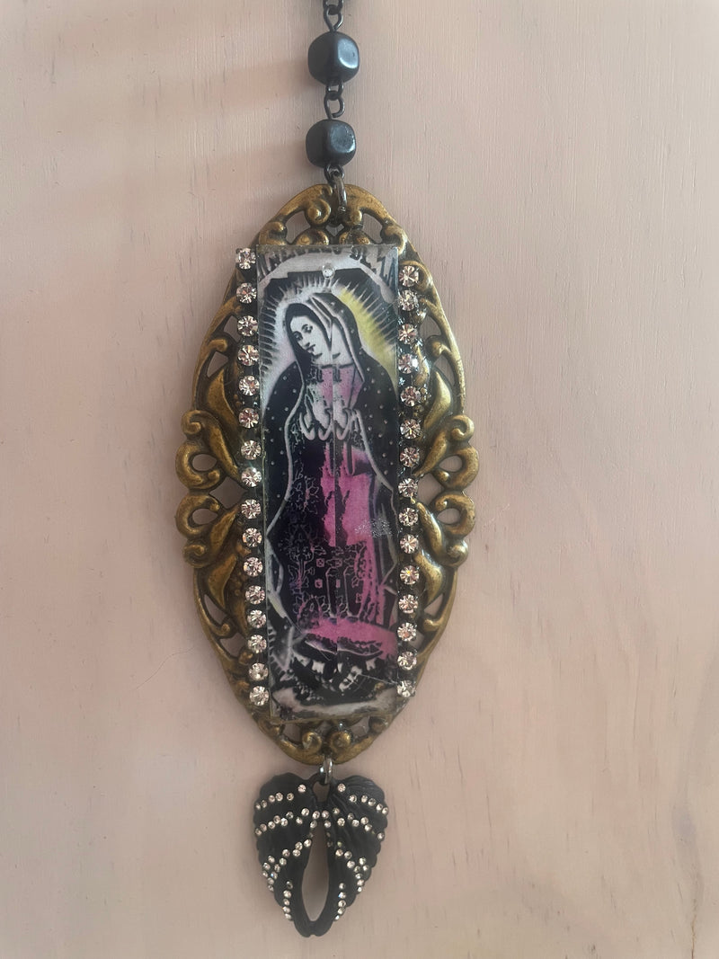Black & Pink Guadalupe Necklace-Womens-Eclectic-Boutique-Clothing-for-Women-Online-Hippie-Clothes-Shop
