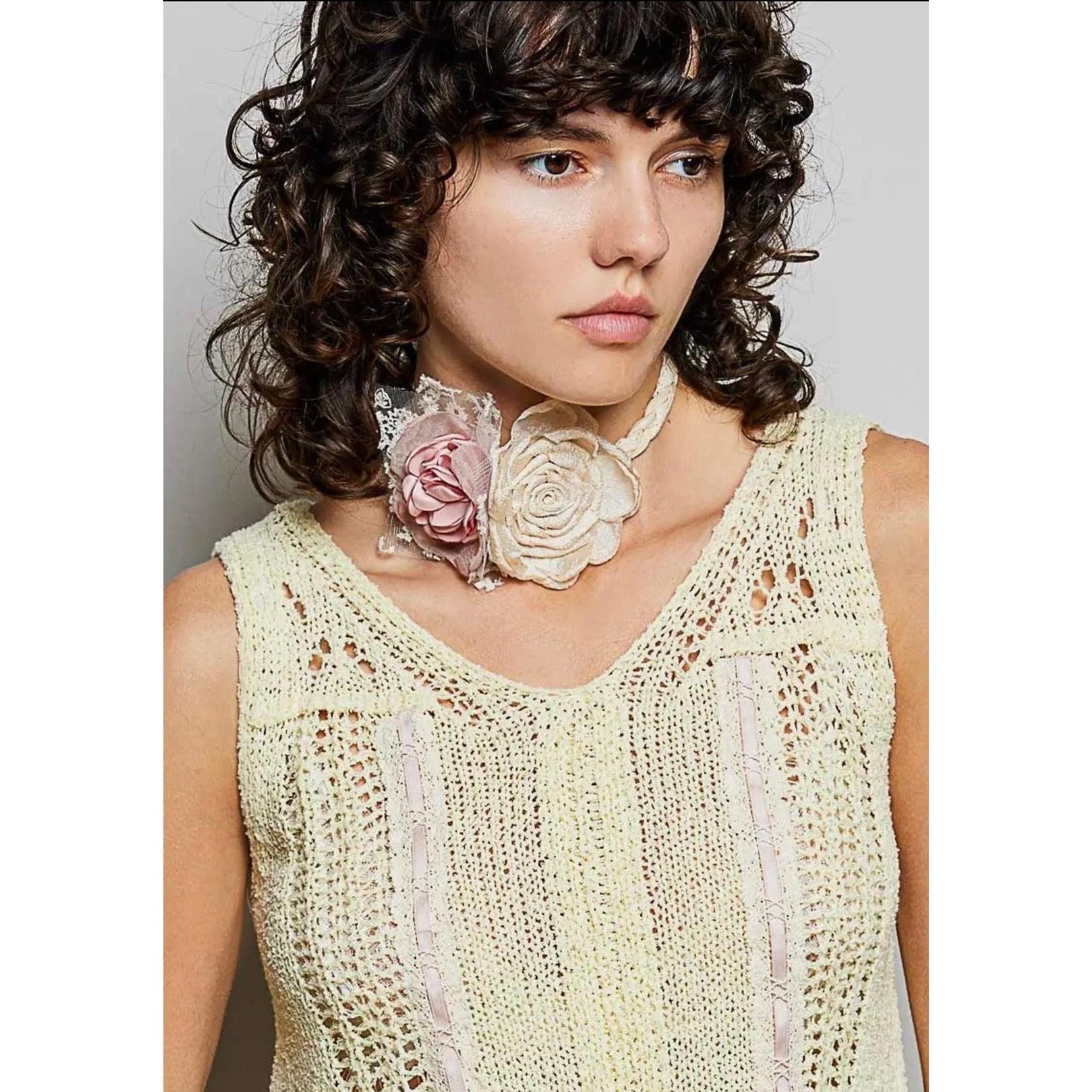 Cream & Pink Rose Adornment-Womens-Eclectic-Boutique-Clothing-for-Women-Online-Hippie-Clothes-Shop