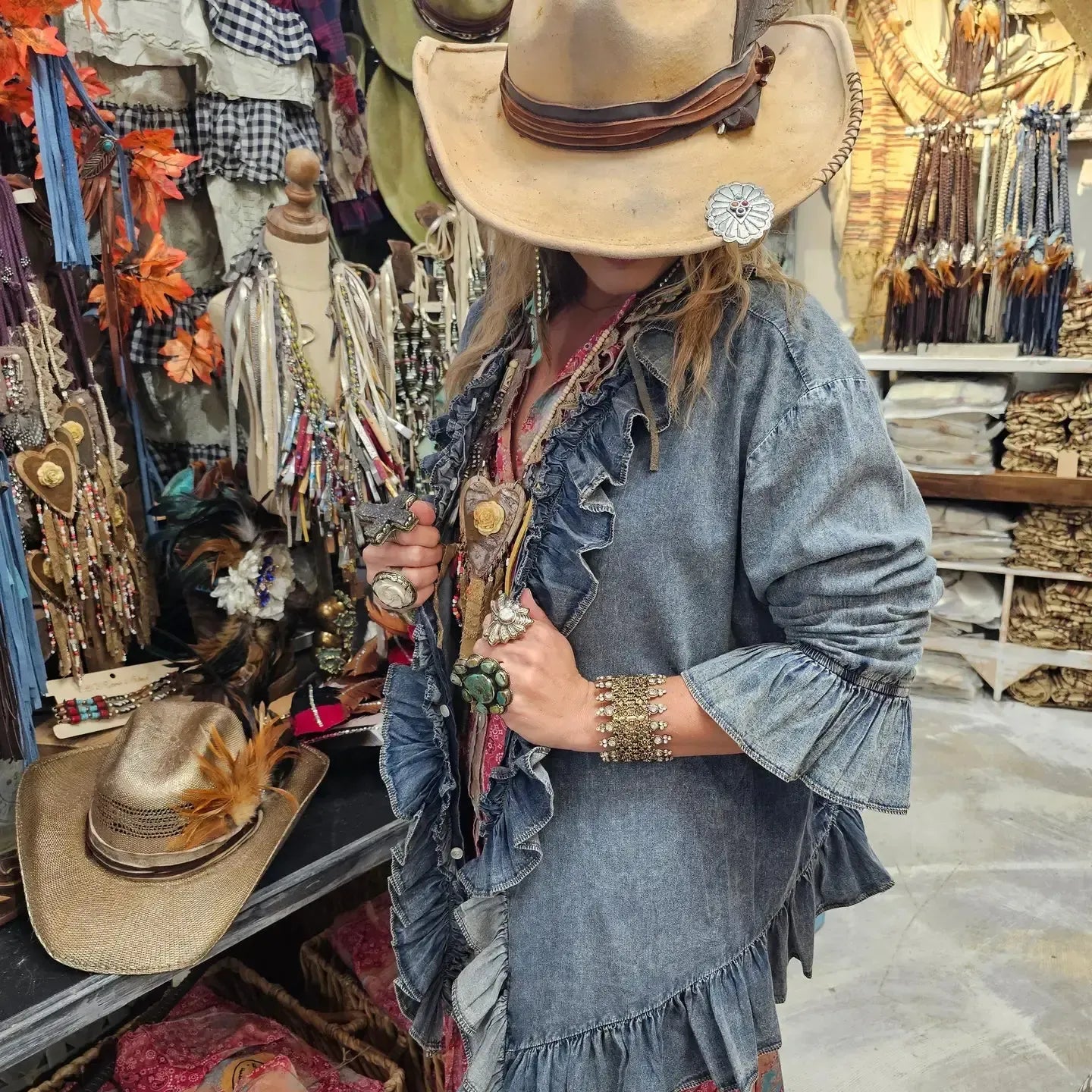 Denim Ruffle Jacket-Womens-Eclectic-Boutique-Clothing-for-Women-Online-Hippie-Clothes-Shop