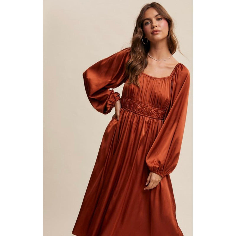 Ginger Spice Satin Dress-Womens-Eclectic-Boutique-Clothing-for-Women-Online-Hippie-Clothes-Shop