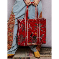 Jungle Red Velvet Tote-Womens-Eclectic-Boutique-Clothing-for-Women-Online-Hippie-Clothes-Shop