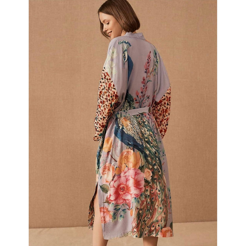 Lavender Peacock Kimono-One size-Womens-Eclectic-Boutique-Clothing-for-Women-Online-Hippie-Clothes-Shop