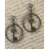 Rhinestone Key & Hoop Earrings-Womens-Eclectic-Boutique-Clothing-for-Women-Online-Hippie-Clothes-Shop