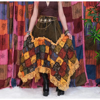 Rust Celestial Patchwork Skirt-Womens-Eclectic-Boutique-Clothing-for-Women-Online-Hippie-Clothes-Shop