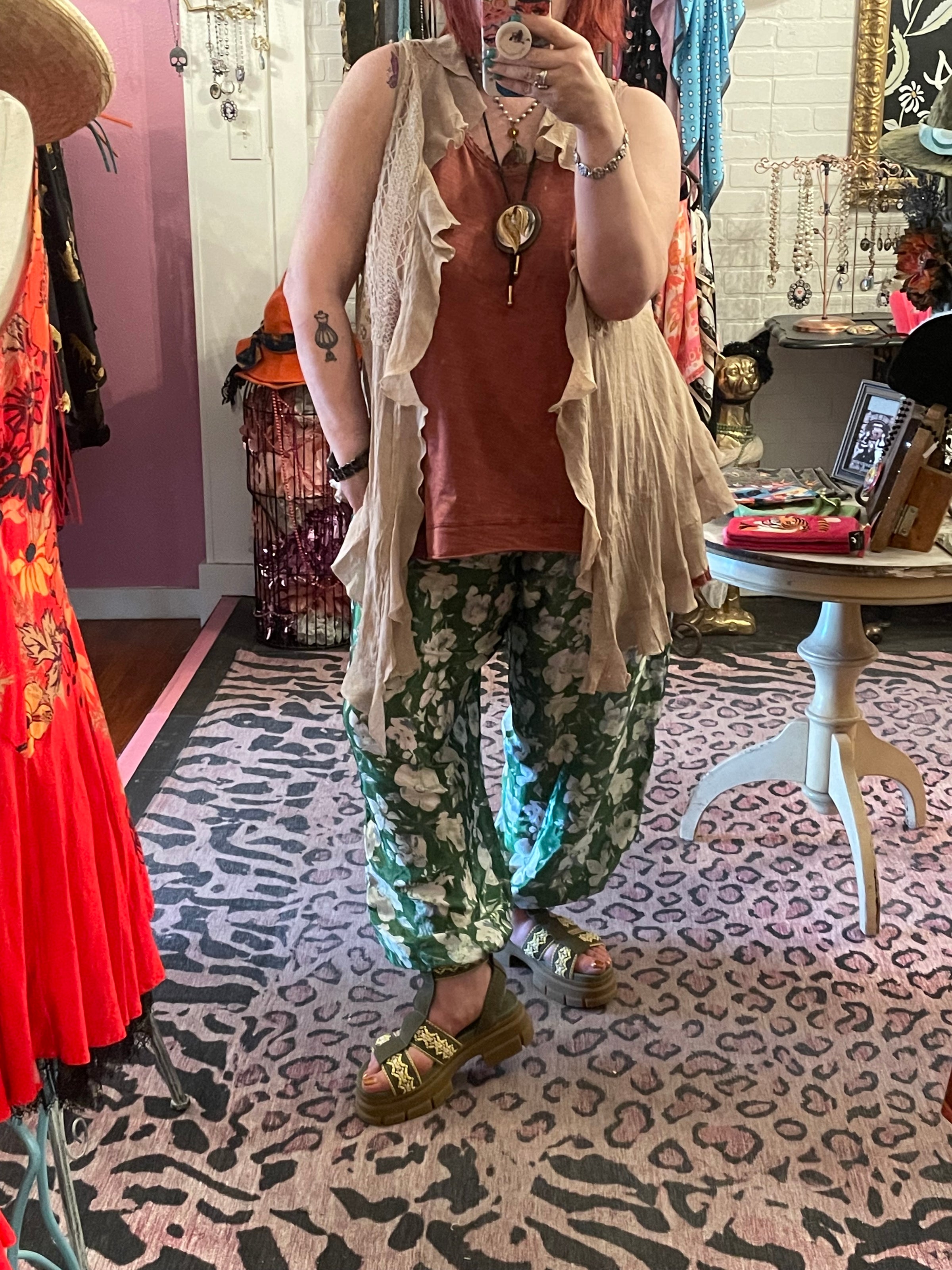 Silk banded bottom pants-Womens-Eclectic-Boutique-Clothing-for-Women-Online-Hippie-Clothes-Shop