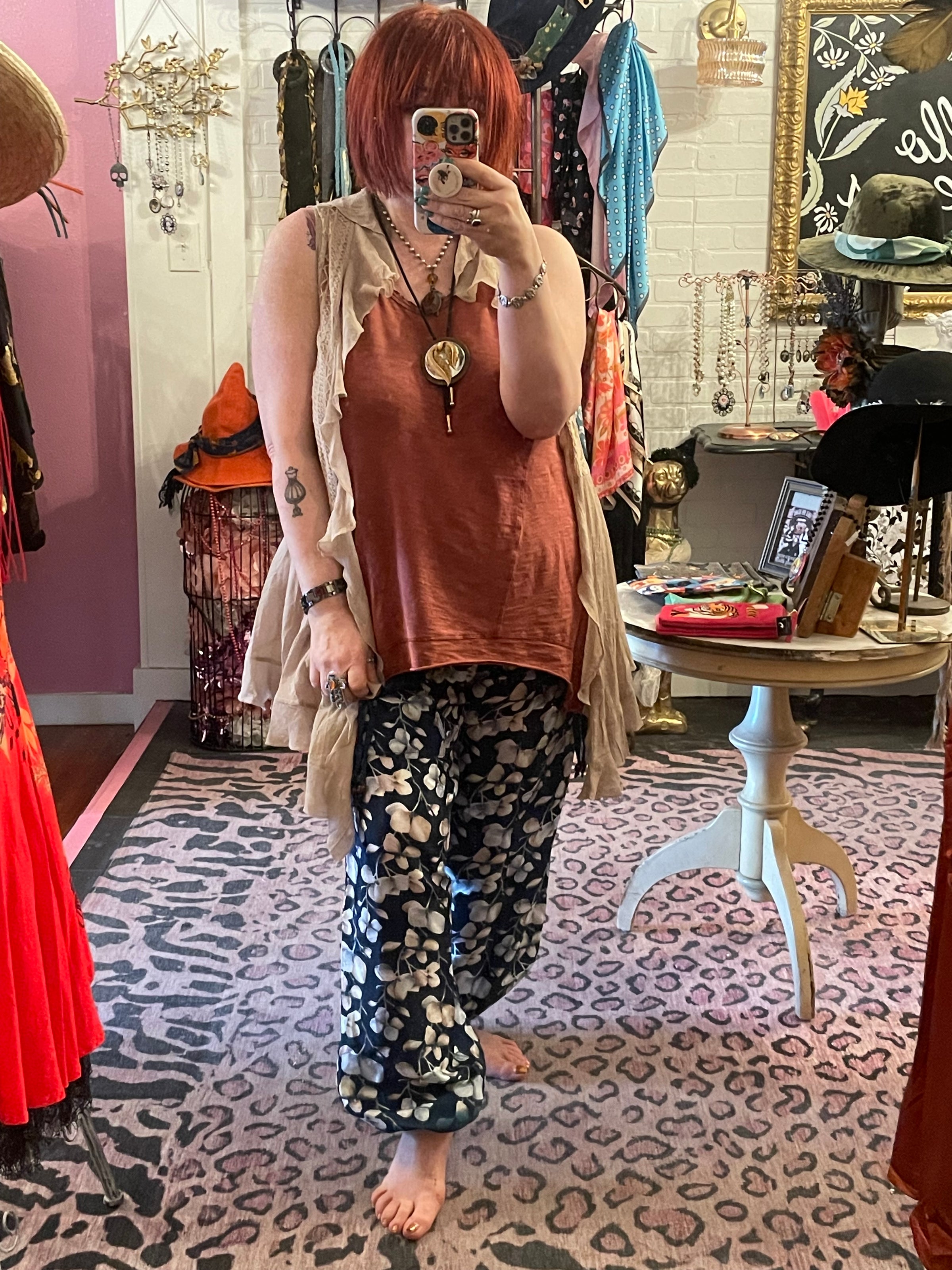 Silk banded bottom pants-Womens-Eclectic-Boutique-Clothing-for-Women-Online-Hippie-Clothes-Shop
