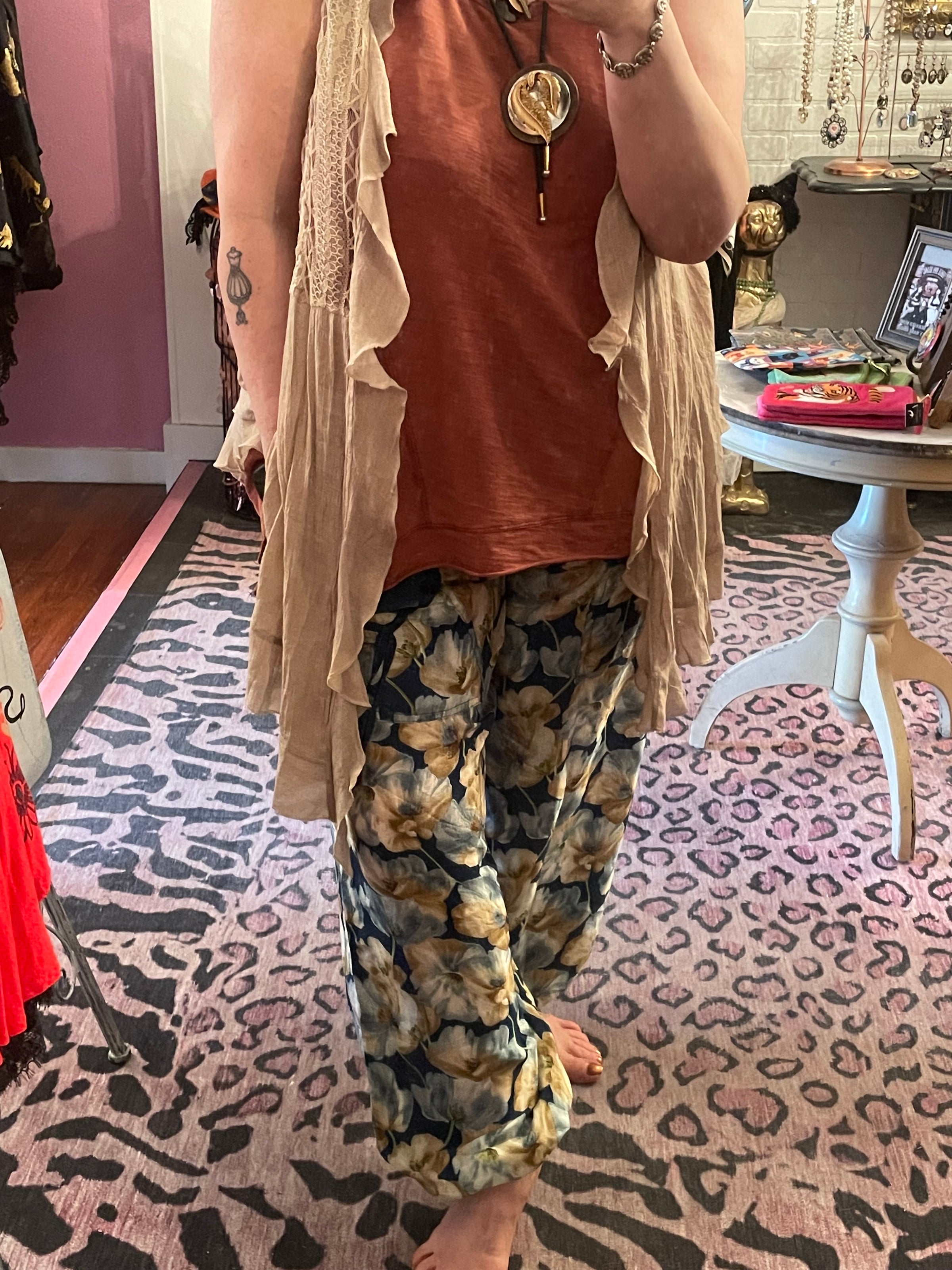 Silk banded bottom pants-Womens-Eclectic-Boutique-Clothing-for-Women-Online-Hippie-Clothes-Shop