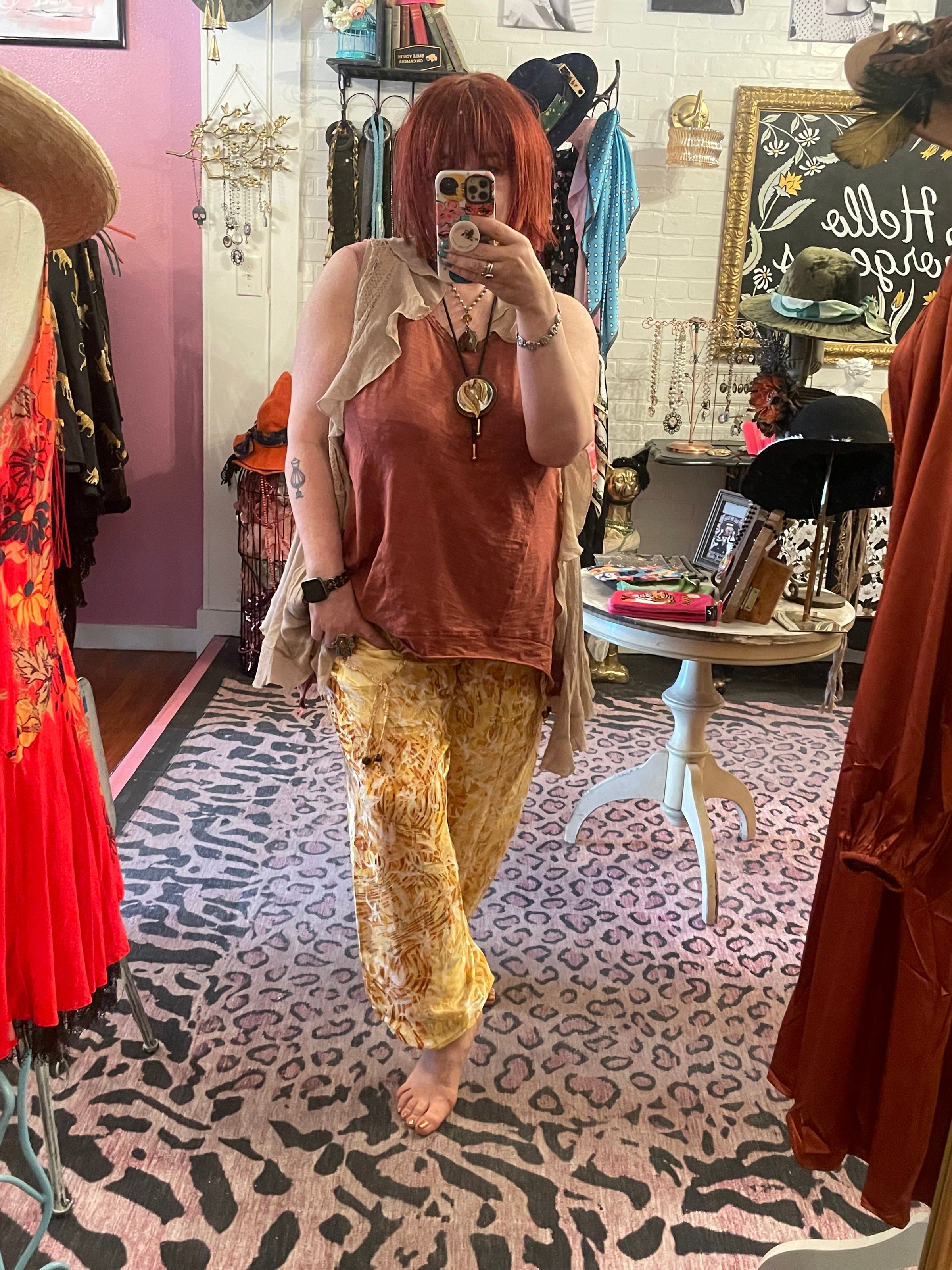 Silk banded bottom pants-Womens-Eclectic-Boutique-Clothing-for-Women-Online-Hippie-Clothes-Shop