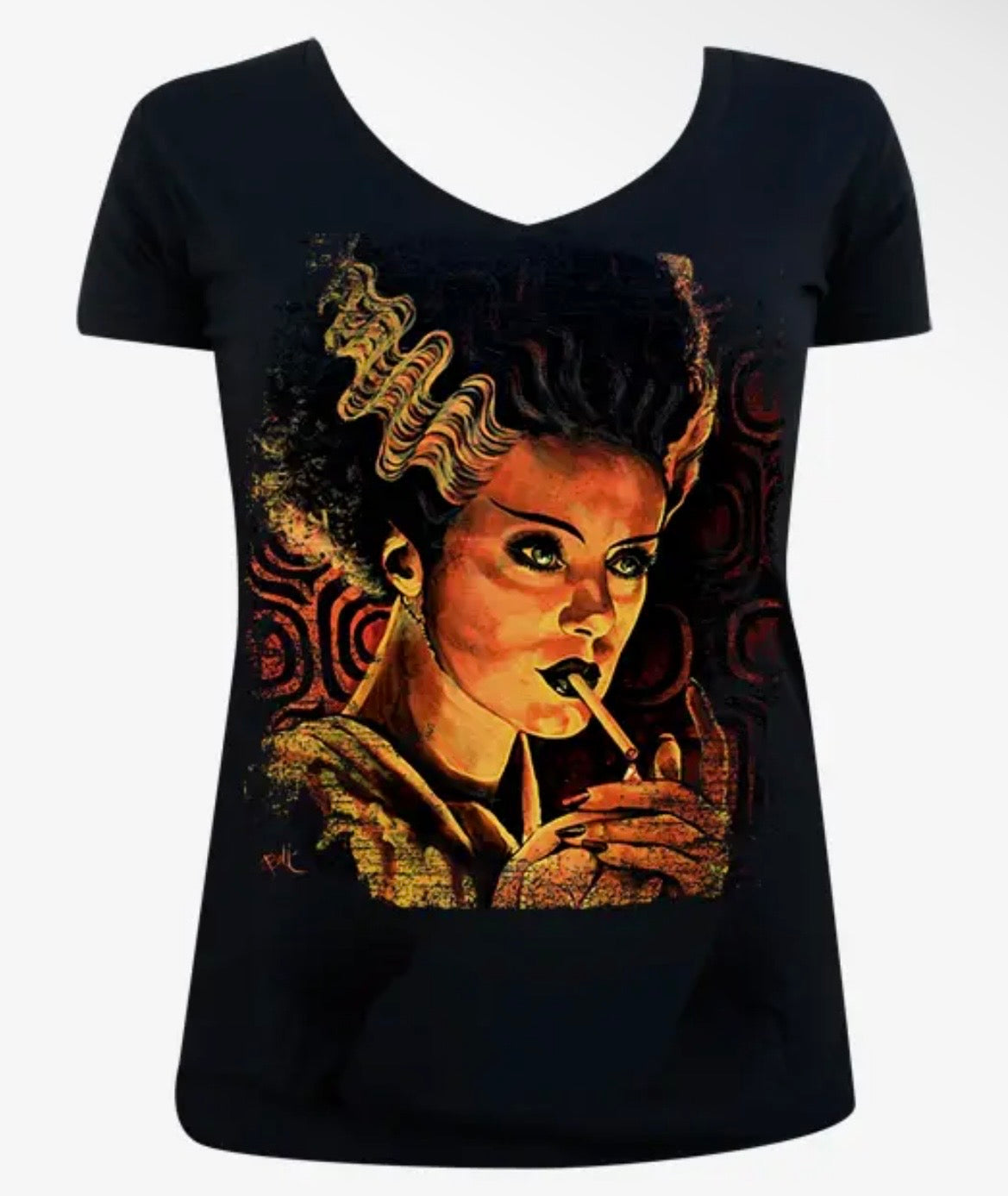 Smoking Bride of Frankenstein Shirt-Womens-Eclectic-Boutique-Clothing-for-Women-Online-Hippie-Clothes-Shop