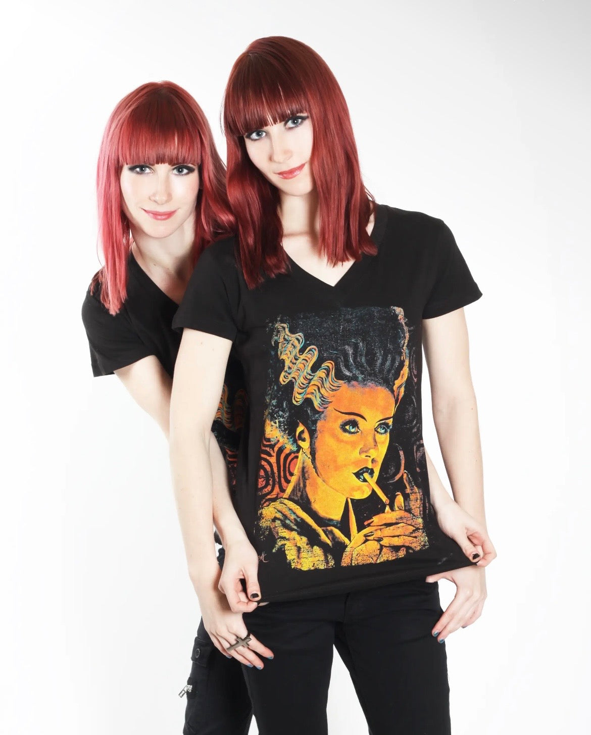 Smoking Bride of Frankenstein Shirt-Womens-Eclectic-Boutique-Clothing-for-Women-Online-Hippie-Clothes-Shop