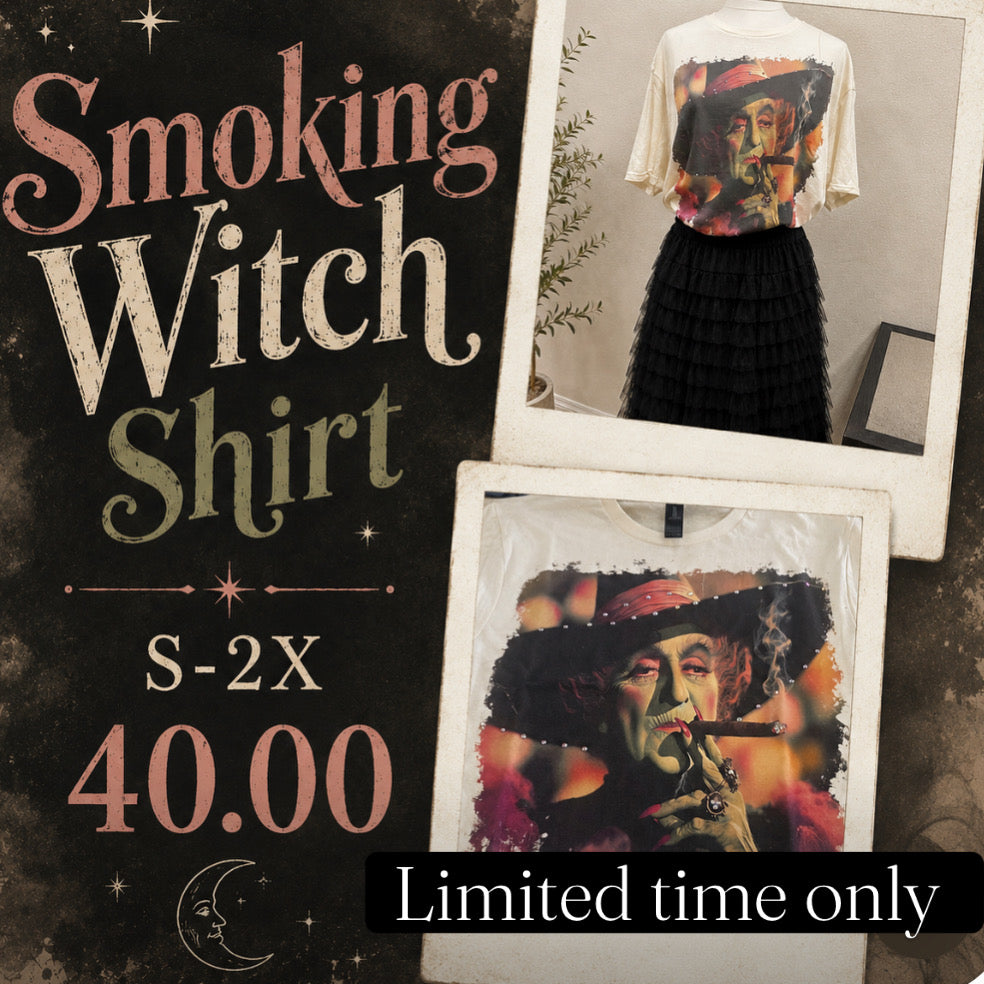 Smoking Witch Shirt Preorder-Womens-Eclectic-Boutique-Clothing-for-Women-Online-Hippie-Clothes-Shop