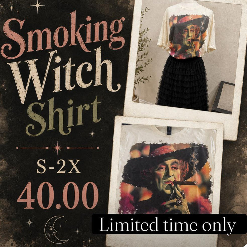 Smoking Witch Shirt Preorder-Womens-Eclectic-Boutique-Clothing-for-Women-Online-Hippie-Clothes-Shop