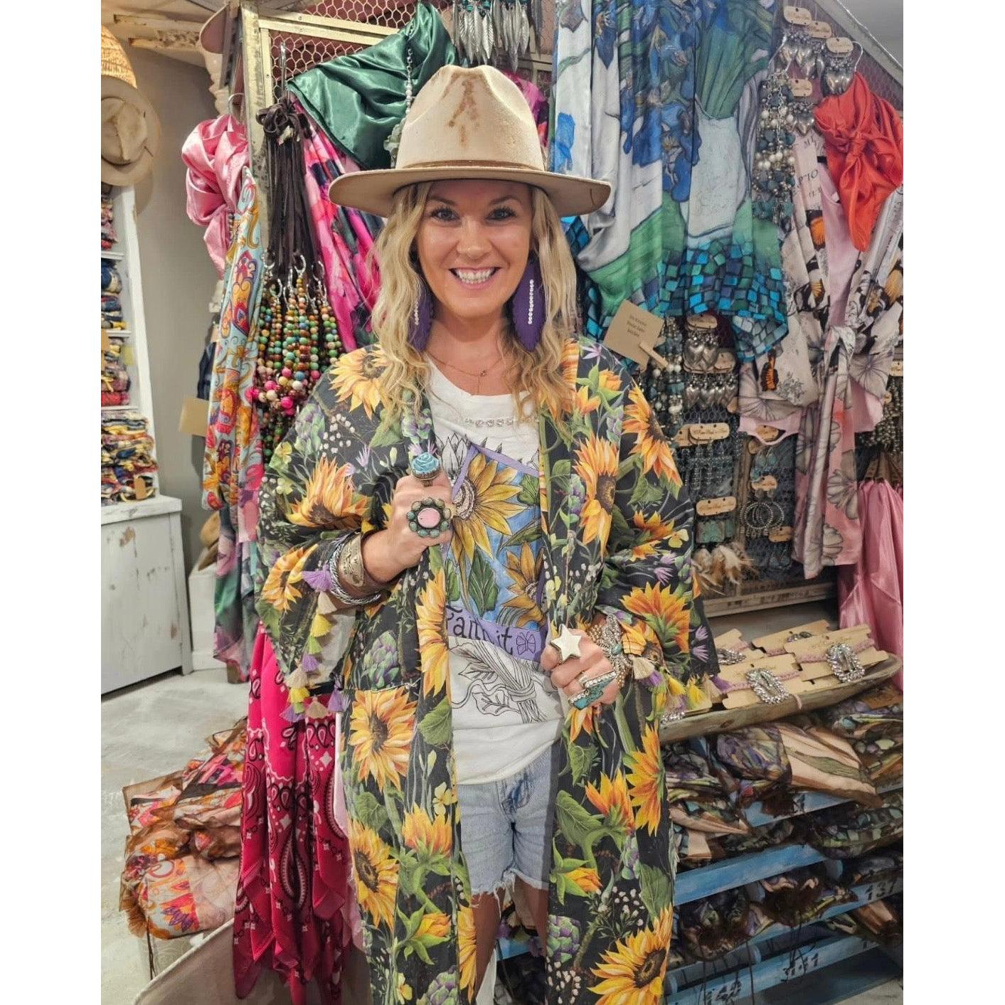 Sunflowers Duster-Womens-Eclectic-Boutique-Clothing-for-Women-Online-Hippie-Clothes-Shop