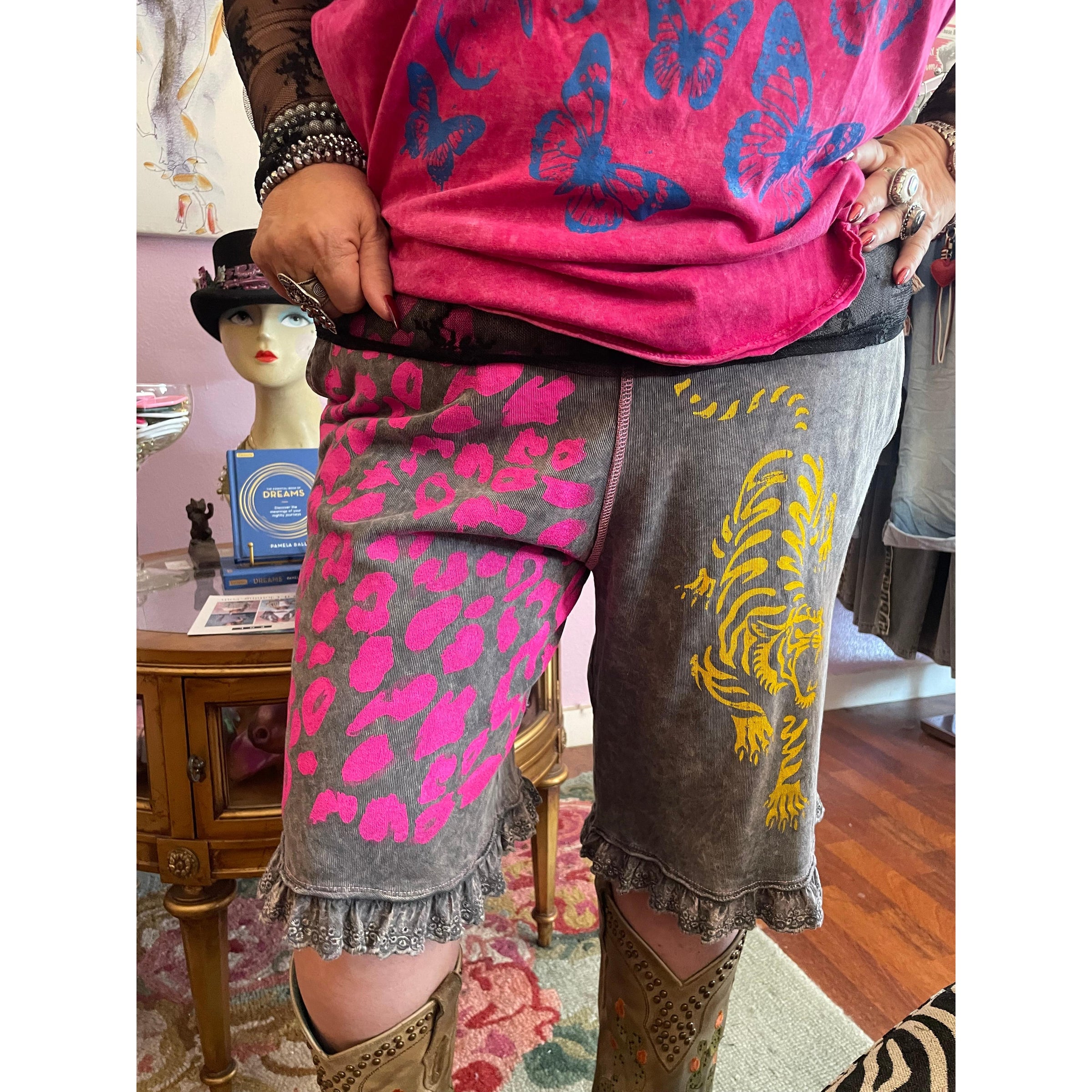 Tiger Party Shorts-Womens-Eclectic-Boutique-Clothing-for-Women-Online-Hippie-Clothes-Shop