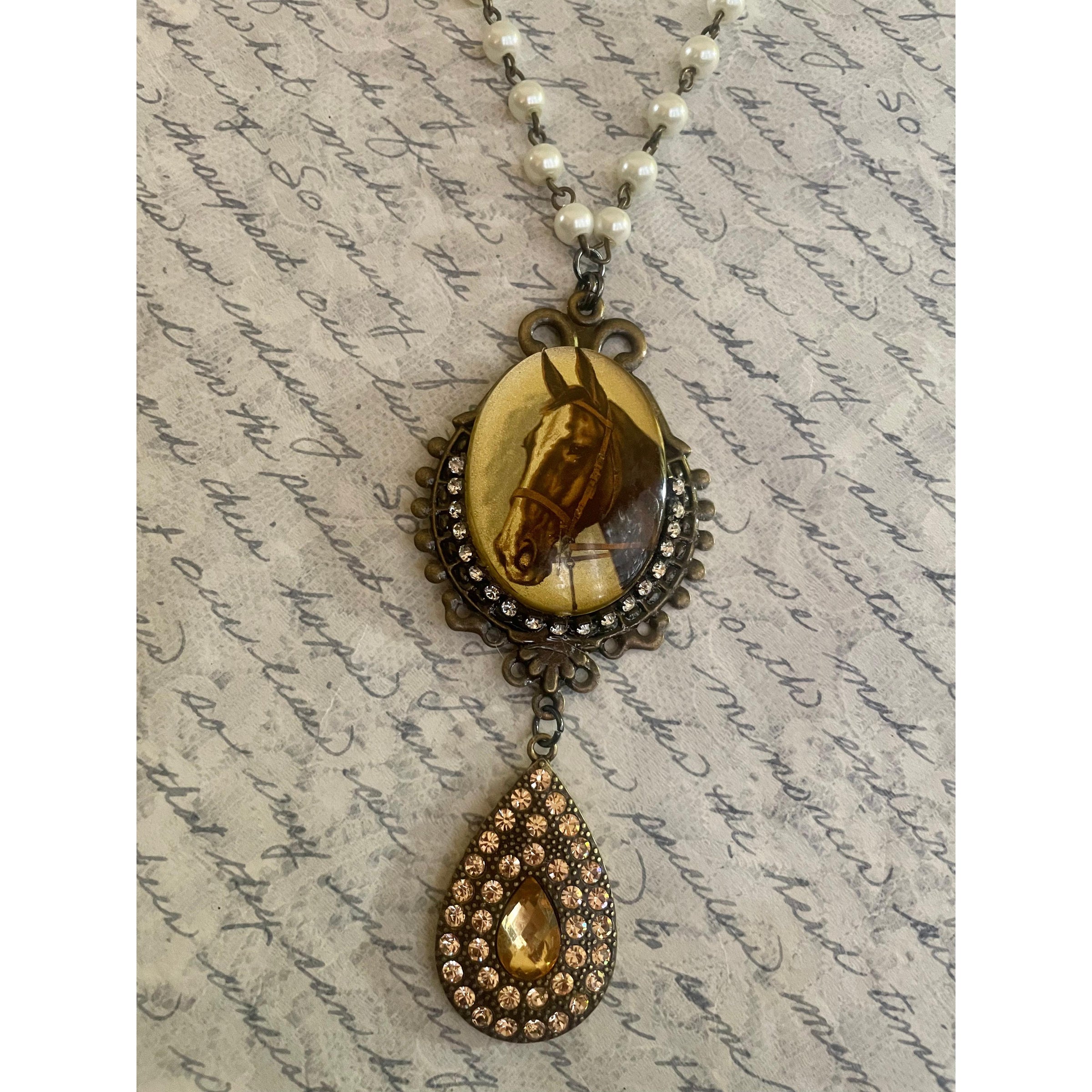 Vintage Horse Cameo Necklace-Womens-Eclectic-Boutique-Clothing-for-Women-Online-Hippie-Clothes-Shop