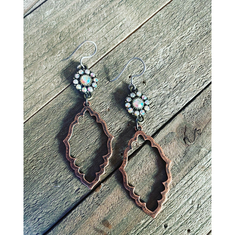 Copper dangle earrings-Womens-Eclectic-Boutique-Clothing-for-Women-Online-Hippie-Clothes-Shop