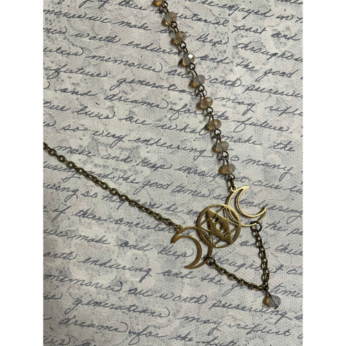 Gold Triple Goddess Necklace-Womens-Eclectic-Boutique-Clothing-for-Women-Online-Hippie-Clothes-Shop