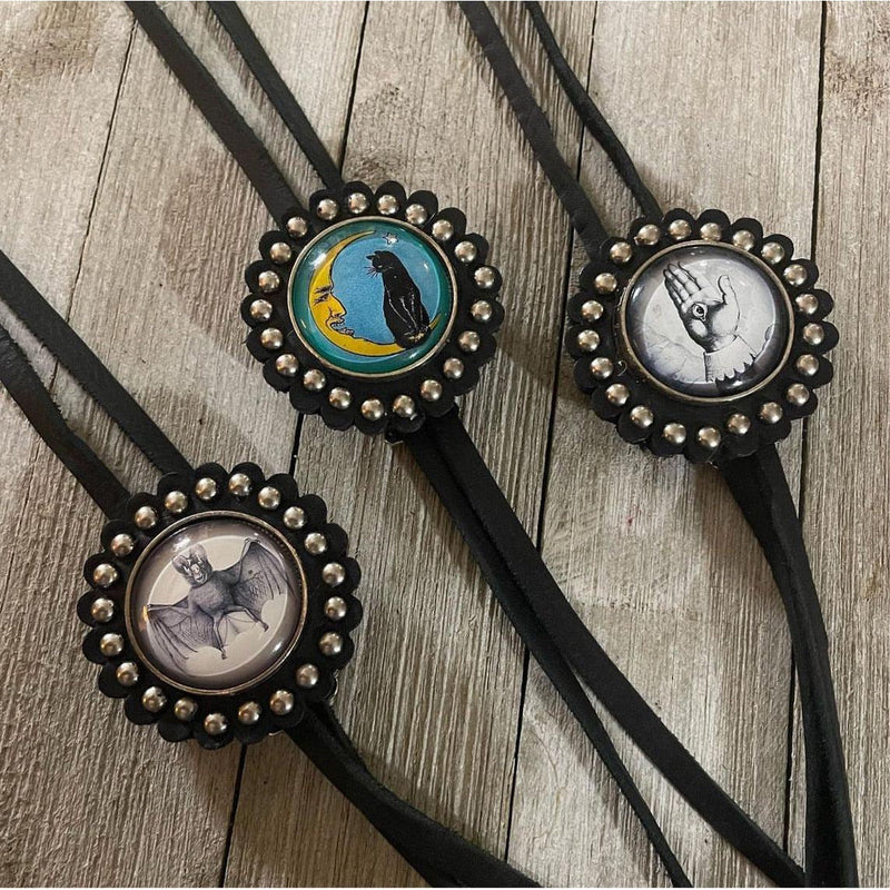 Leather studded bolo necklace-Womens-Eclectic-Boutique-Clothing-for-Women-Online-Hippie-Clothes-Shop