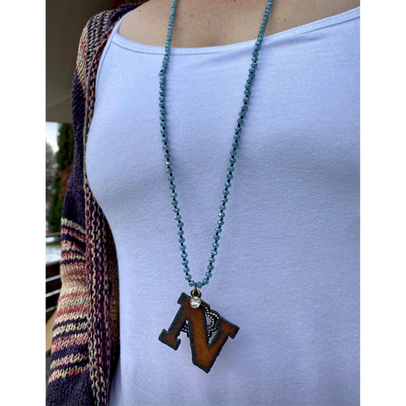 Rustic glamour initial necklace-Womens-Eclectic-Boutique-Clothing-for-Women-Online-Hippie-Clothes-Shop