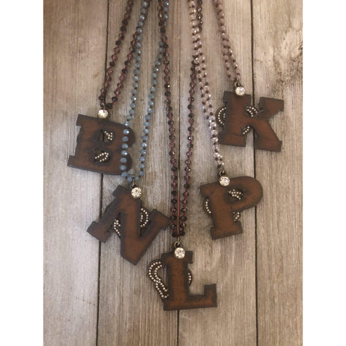 Rustic glamour initial necklace-Womens-Eclectic-Boutique-Clothing-for-Women-Online-Hippie-Clothes-Shop
