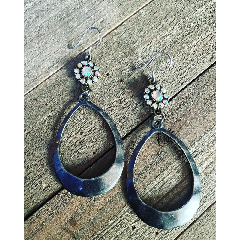 Silver oval pierced earrings-Womens-Eclectic-Boutique-Clothing-for-Women-Online-Hippie-Clothes-Shop
