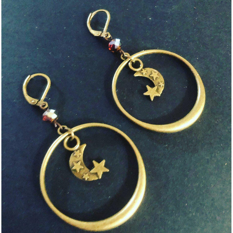Sisterhood of the Moon Hoop earrings-Womens-Eclectic-Boutique-Clothing-for-Women-Online-Hippie-Clothes-Shop
