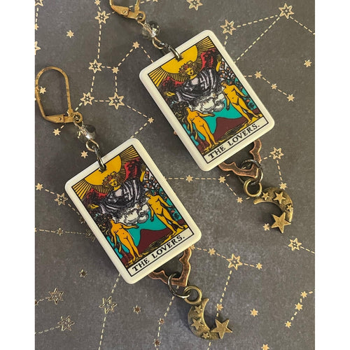 The Lovers Tarot Card Earrings-Womens-Eclectic-Boutique-Clothing-for-Women-Online-Hippie-Clothes-Shop